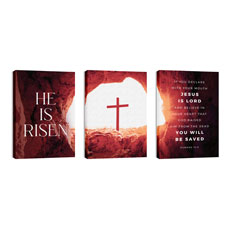 He Is Risen Tomb Cross Triptych 