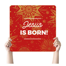 Foil Snowflake Red Jesus Born 