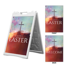 Watercolor Cross Happy Easter Welcome 