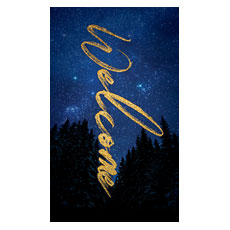 Night Sky Gold Script Welcome 